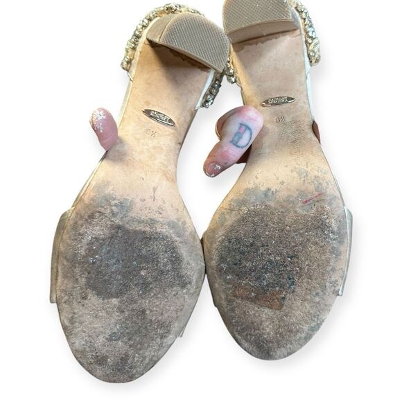 JELLYPOP Women’s Silver Glitter Rhinestone Bow Keelin High Heel Sandals Size 10 - Picture 3 of 8